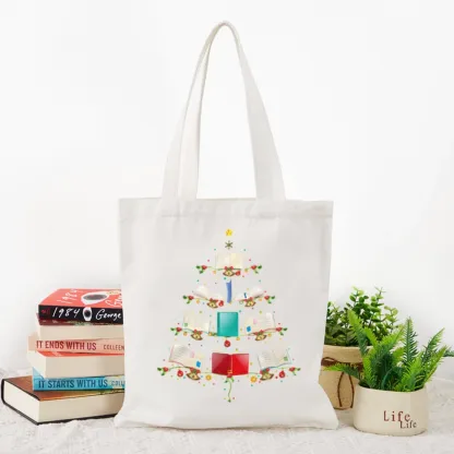 Pagewings Book Christmas Tree Lovers Gift Tote Bag