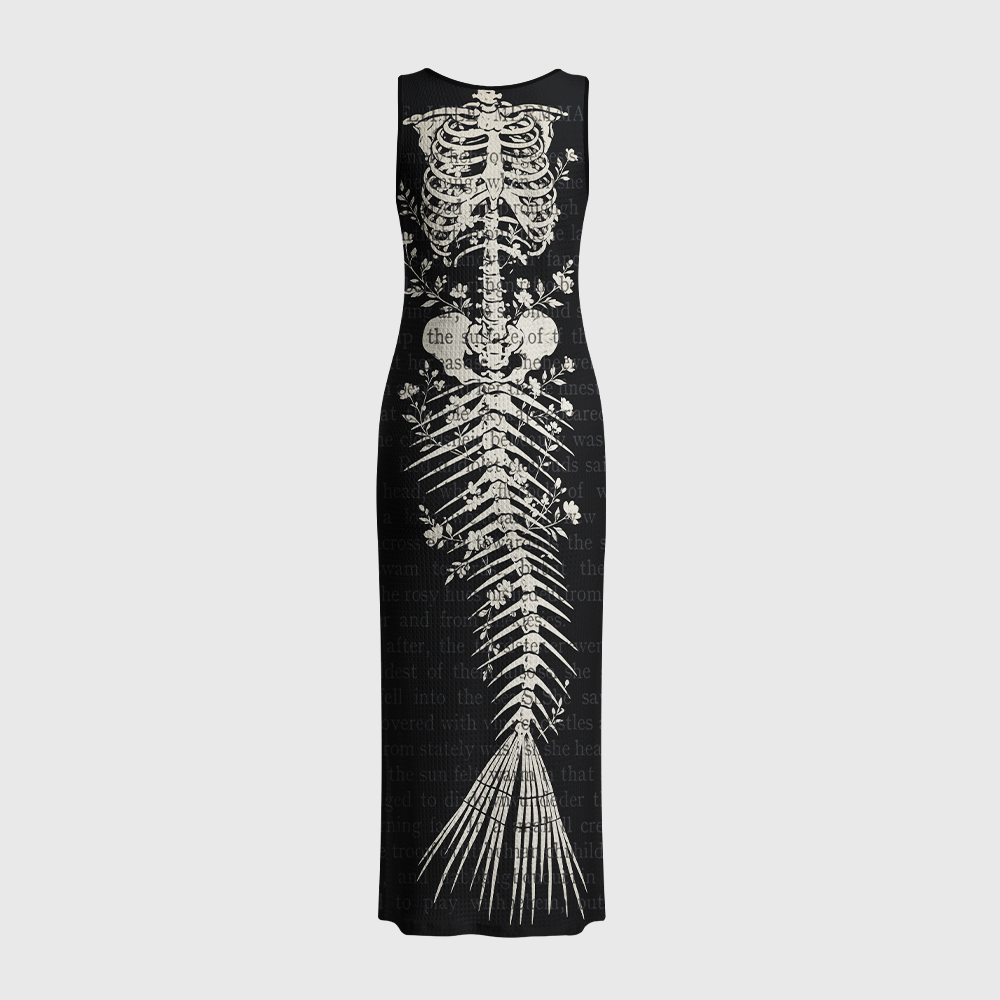 Pagewings Skull Reading Crochet Maxi Dress