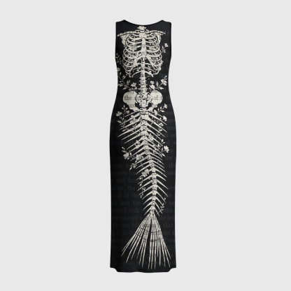 Pagewings Skull Reading Crochet Maxi Dress