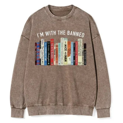 Pagewings I'm With The Banned Reading Unisex Washed Sweatshirt