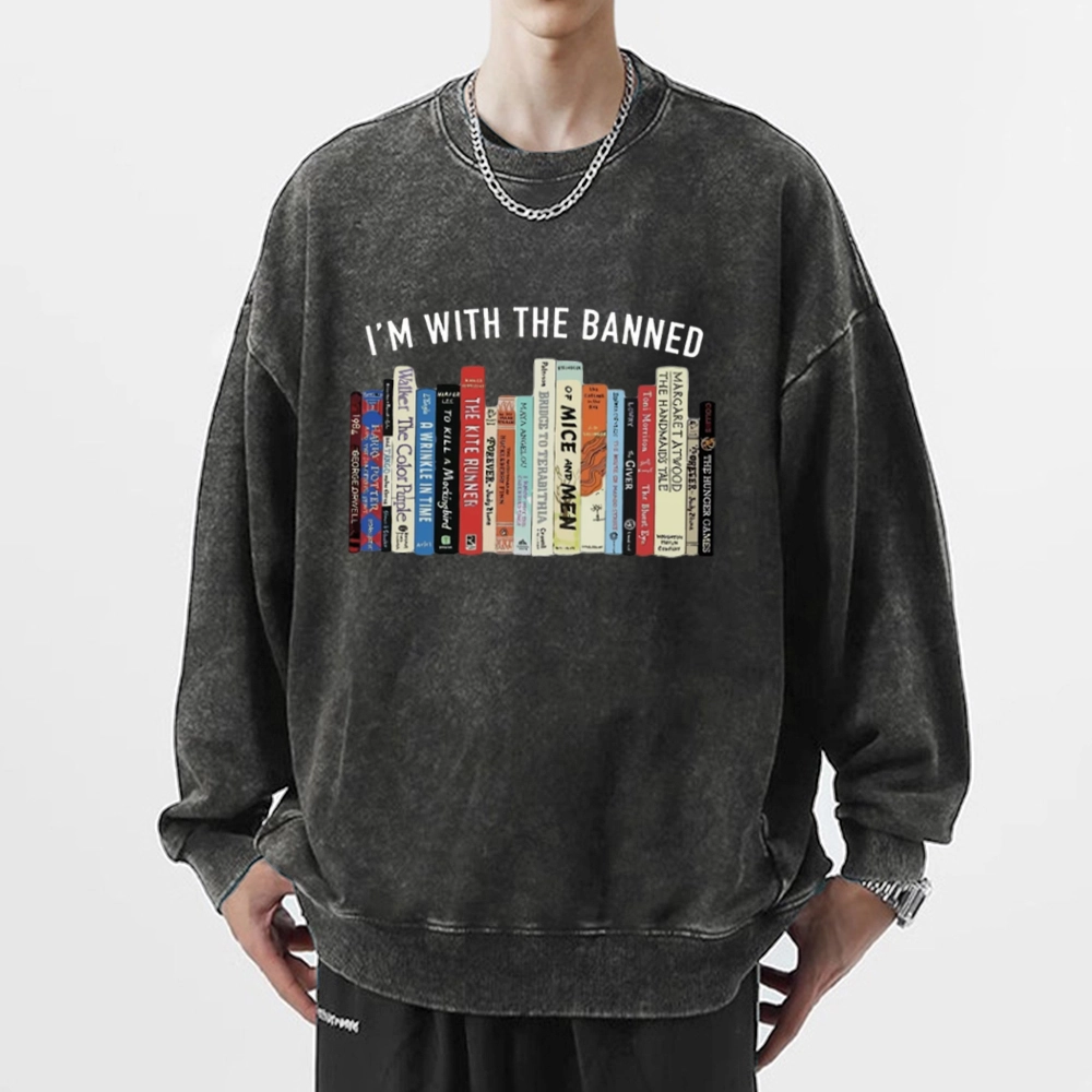Pagewings I'm With The Banned Reading Unisex Washed Sweatshirt