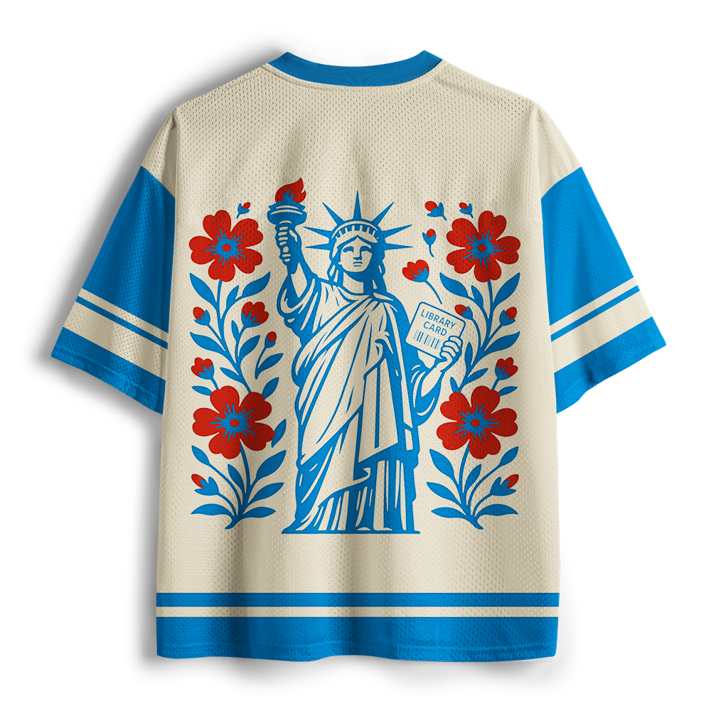 Pagewings Freedom Is A Library Card Unisex Mesh Jersey