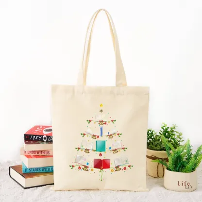 Pagewings Book Christmas Tree Lovers Gift Tote Bag
