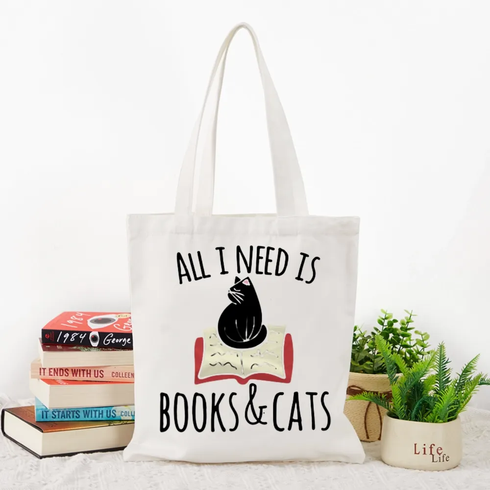 Pagewings All I Need Is Book & Cat Lovers Gift Tote Bag