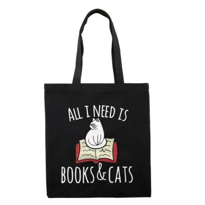 Pagewings All I Need Is Book & Cat Lovers Gift Tote Bag