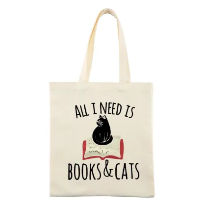 Pagewings All I Need Is Book & Cat Lovers Gift Tote Bag