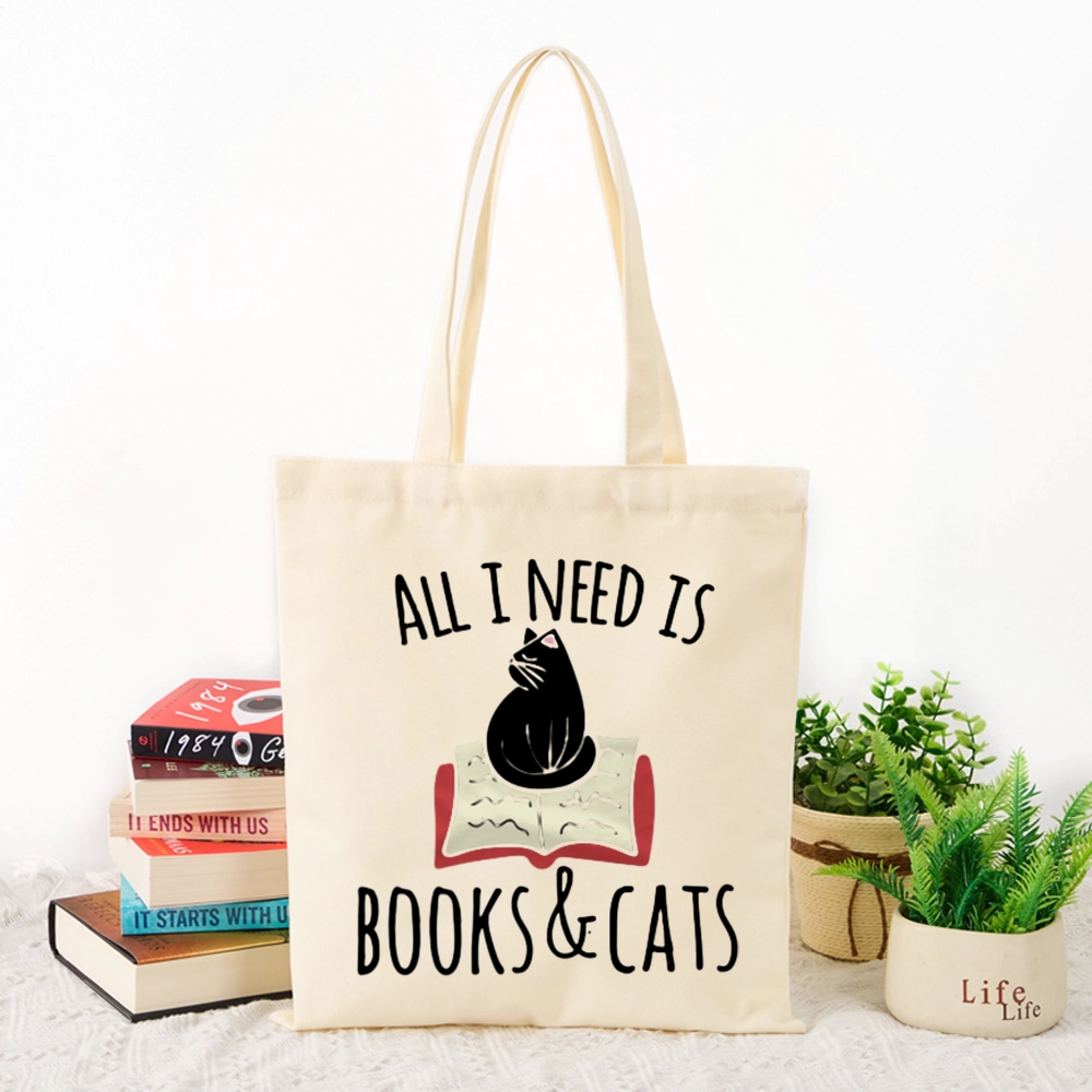Pagewings All I Need Is Book & Cat Lovers Gift Tote Bag