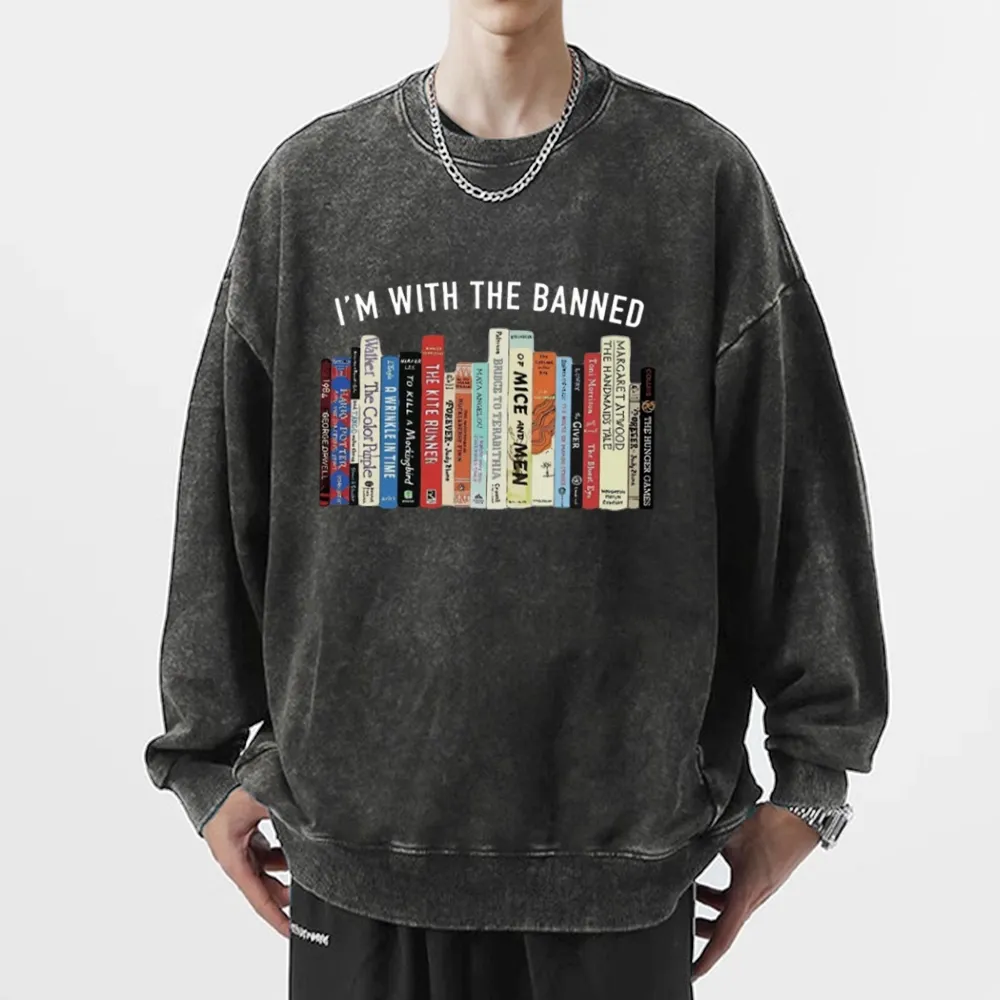 Pagewings I'm With The Banned Reading Unisex Washed Sweatshirt