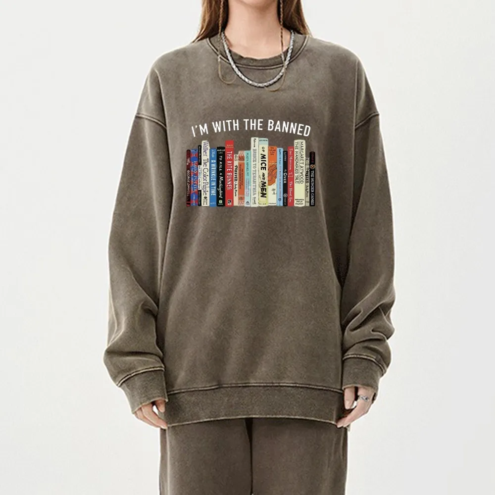 Pagewings I'm With The Banned Reading Unisex Washed Sweatshirt