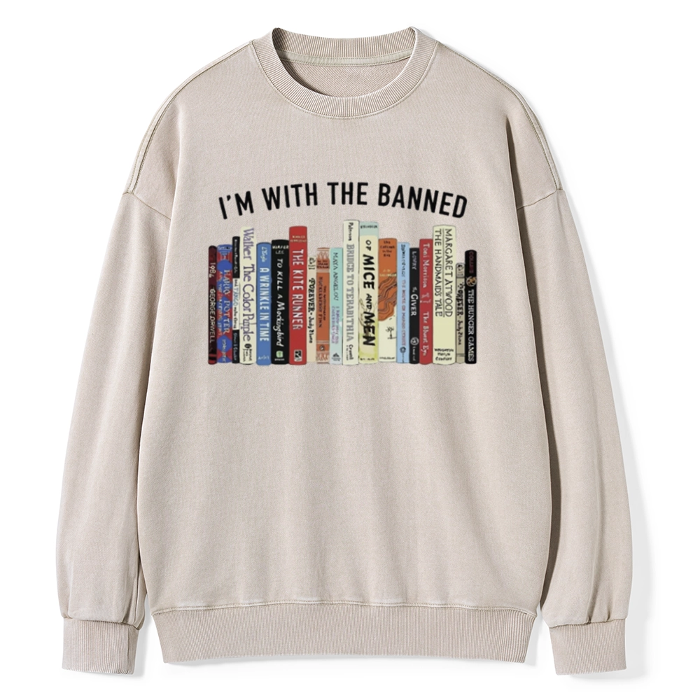 Pagewings I'm With The Banned Reading Unisex Washed Sweatshirt