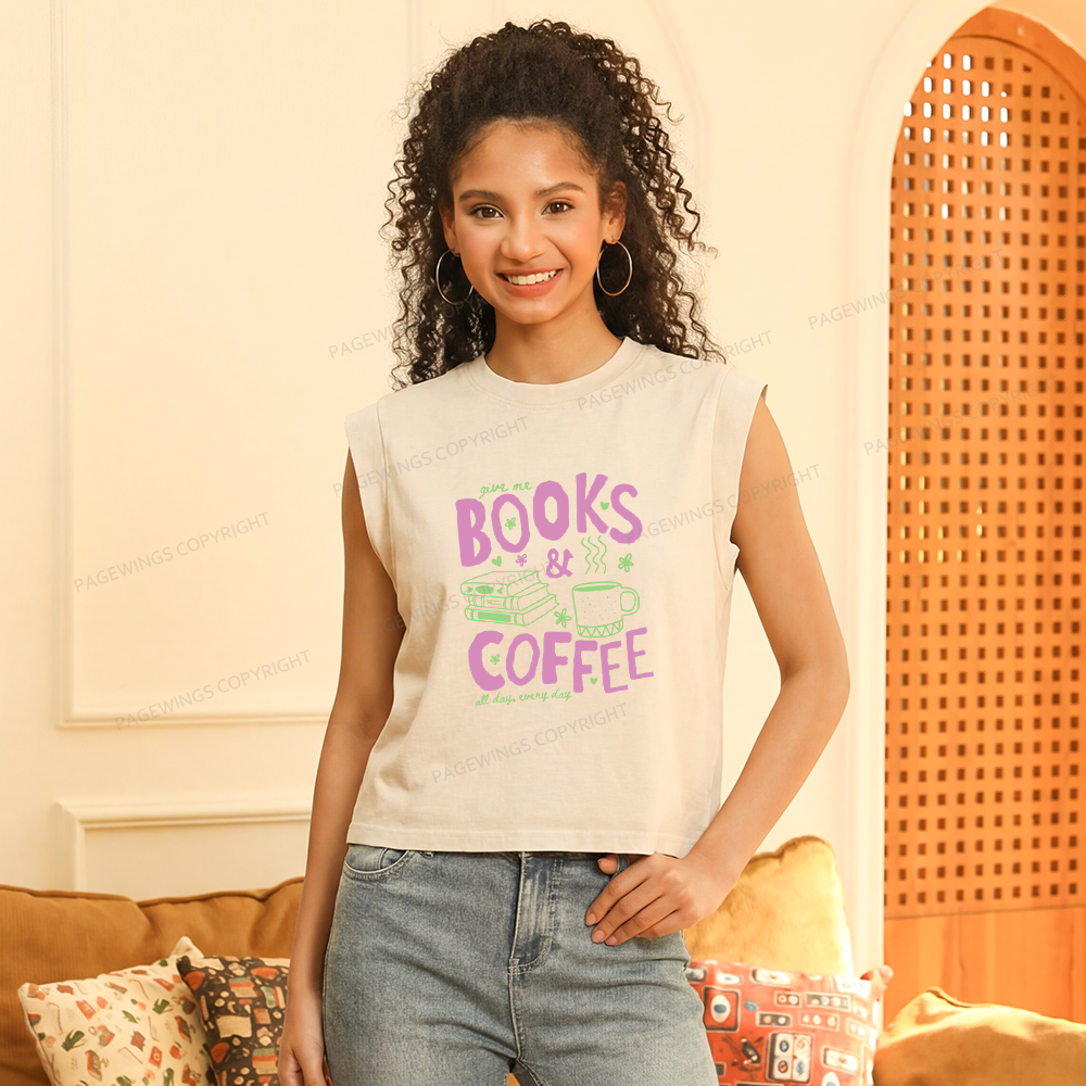 Pagewings Books and Coffee Bookish Women's Washed Tank Top