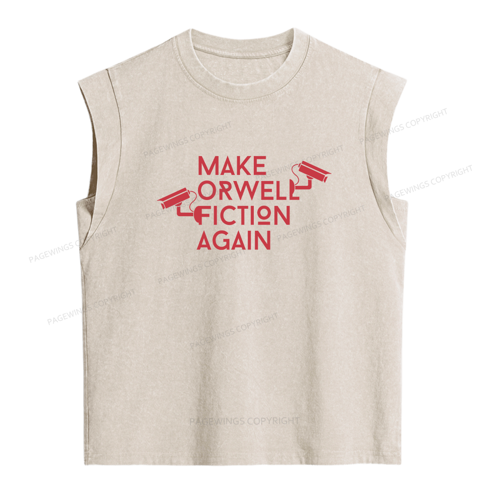 Pagewings Make Orwell Fiction Again Bookish Women's Washed Tank Top