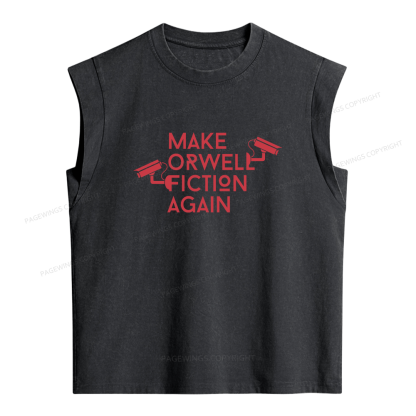 Pagewings Make Orwell Fiction Again Bookish Women's Washed Tank Top