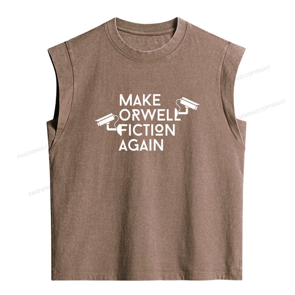 Pagewings Make Orwell Fiction Again Bookish Women's Washed Tank Top