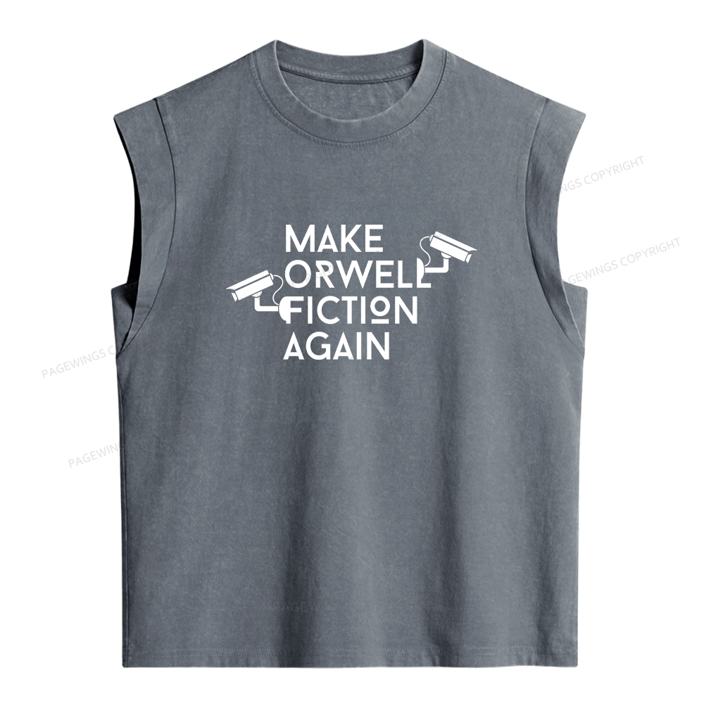 Pagewings Make Orwell Fiction Again Bookish Women's Washed Tank Top