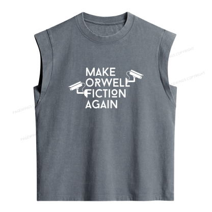 Pagewings Make Orwell Fiction Again Bookish Women's Washed Tank Top
