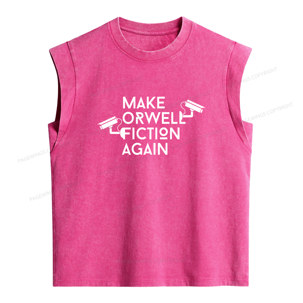 Pagewings Make Orwell Fiction Again Bookish Women's Washed Tank Top