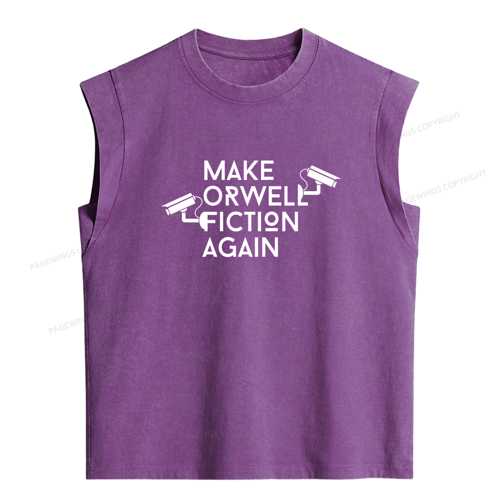 Pagewings Make Orwell Fiction Again Bookish Women's Washed Tank Top