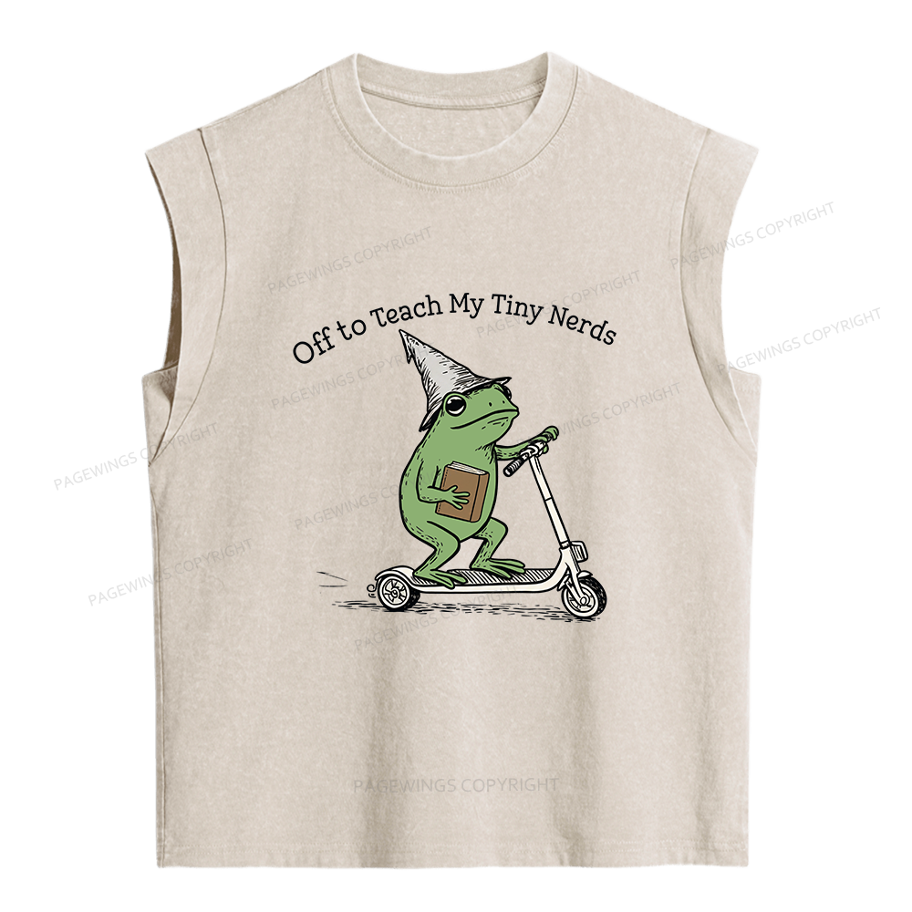 Pagewings Off To Teach My Tiny Nerds Bookish Women's Washed Tank Top