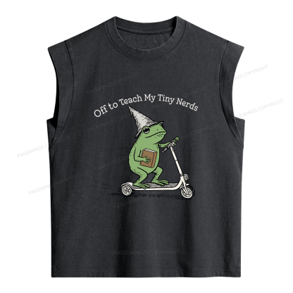Pagewings Off To Teach My Tiny Nerds Bookish Women's Washed Tank Top