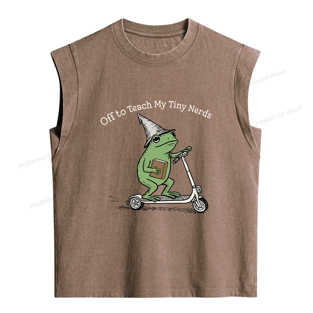 Pagewings Off To Teach My Tiny Nerds Bookish Women's Washed Tank Top