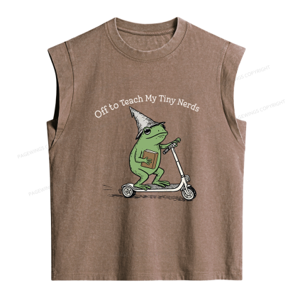 Pagewings Off To Teach My Tiny Nerds Bookish Women's Washed Tank Top