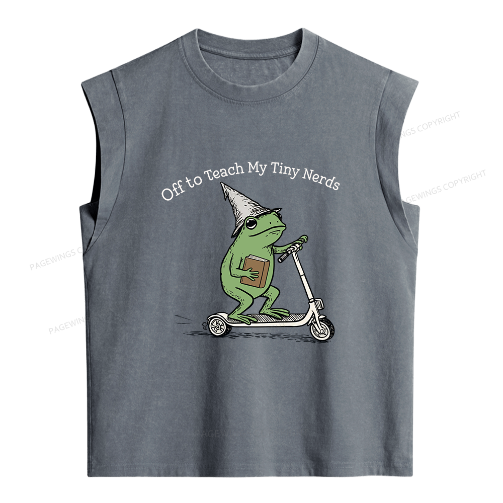 Pagewings Off To Teach My Tiny Nerds Bookish Women's Washed Tank Top