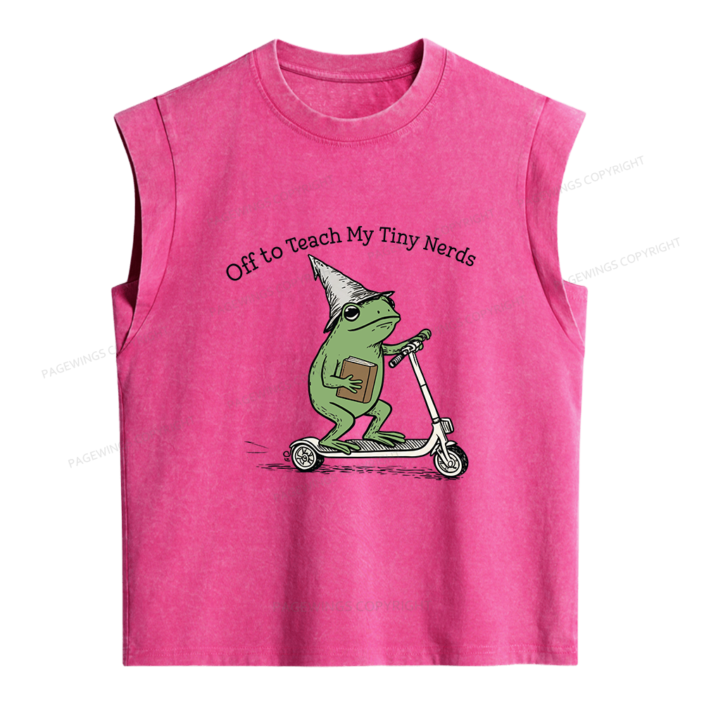 Pagewings Off To Teach My Tiny Nerds Bookish Women's Washed Tank Top