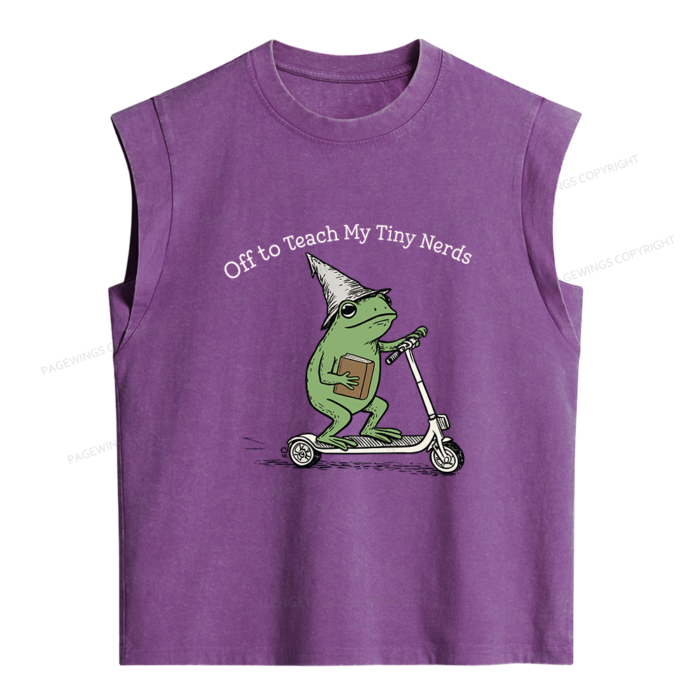 Pagewings Off To Teach My Tiny Nerds Bookish Women's Washed Tank Top