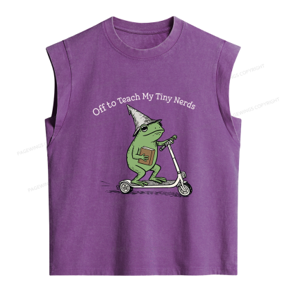 Pagewings Off To Teach My Tiny Nerds Bookish Women's Washed Tank Top