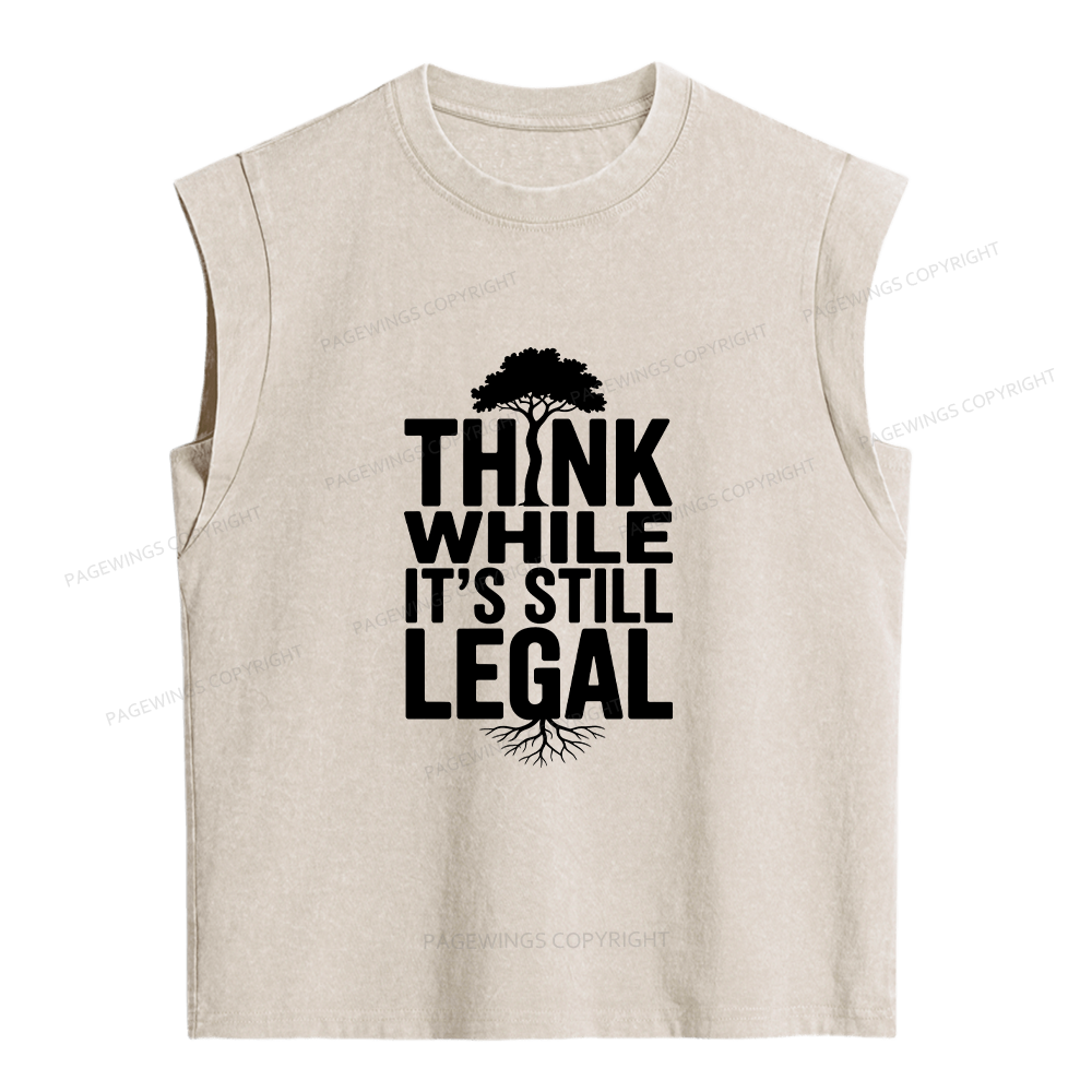 Pagewings Think While It's Still Legal Bookish Women's Washed Tank Top