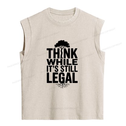Pagewings Think While It's Still Legal Bookish Women's Washed Tank Top