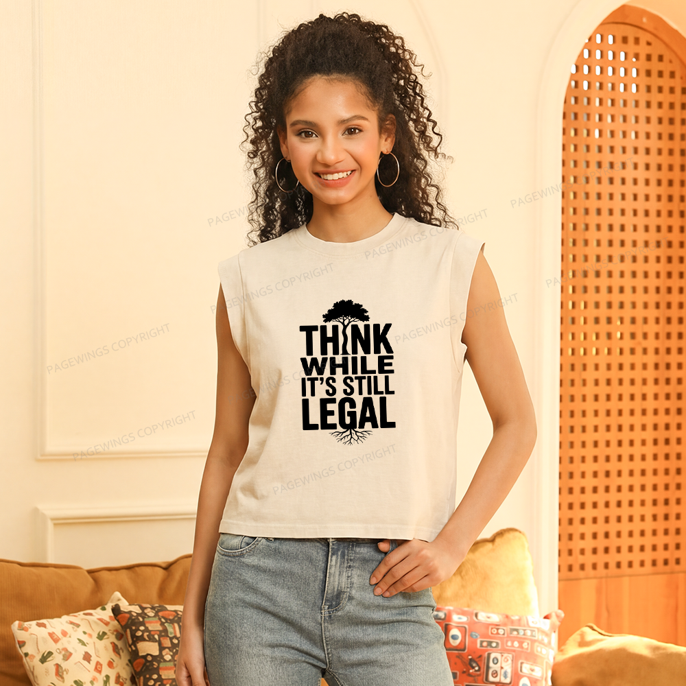 Pagewings Think While It's Still Legal Bookish Women's Washed Tank Top
