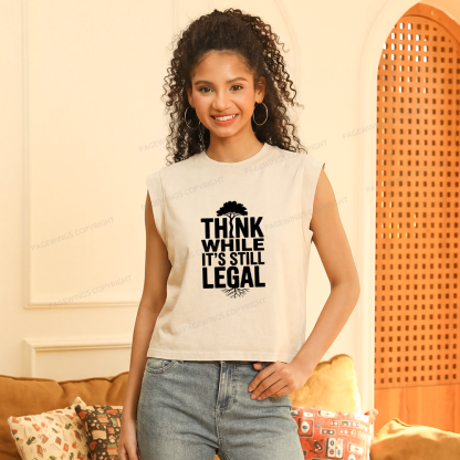Pagewings Think While It's Still Legal Bookish Women's Washed Tank Top