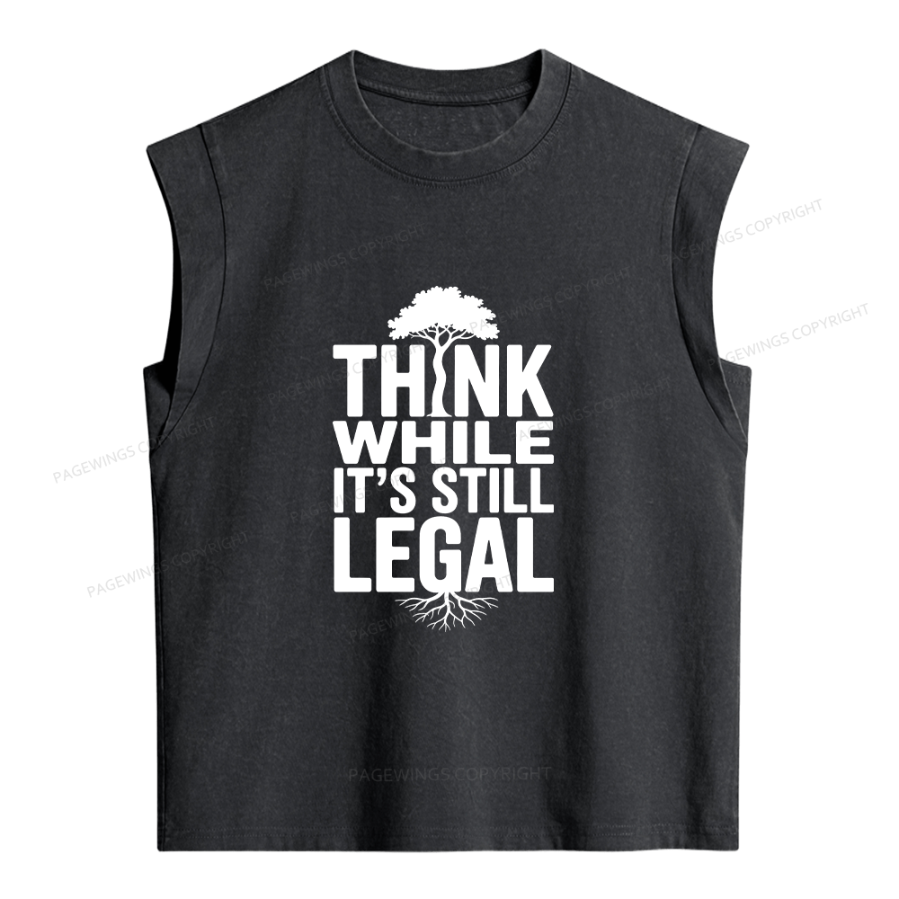 Pagewings Think While It's Still Legal Bookish Women's Washed Tank Top