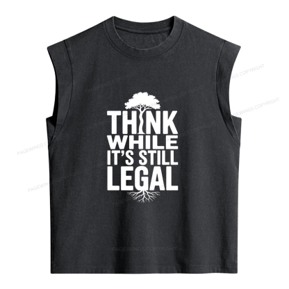 Pagewings Think While It's Still Legal Bookish Women's Washed Tank Top