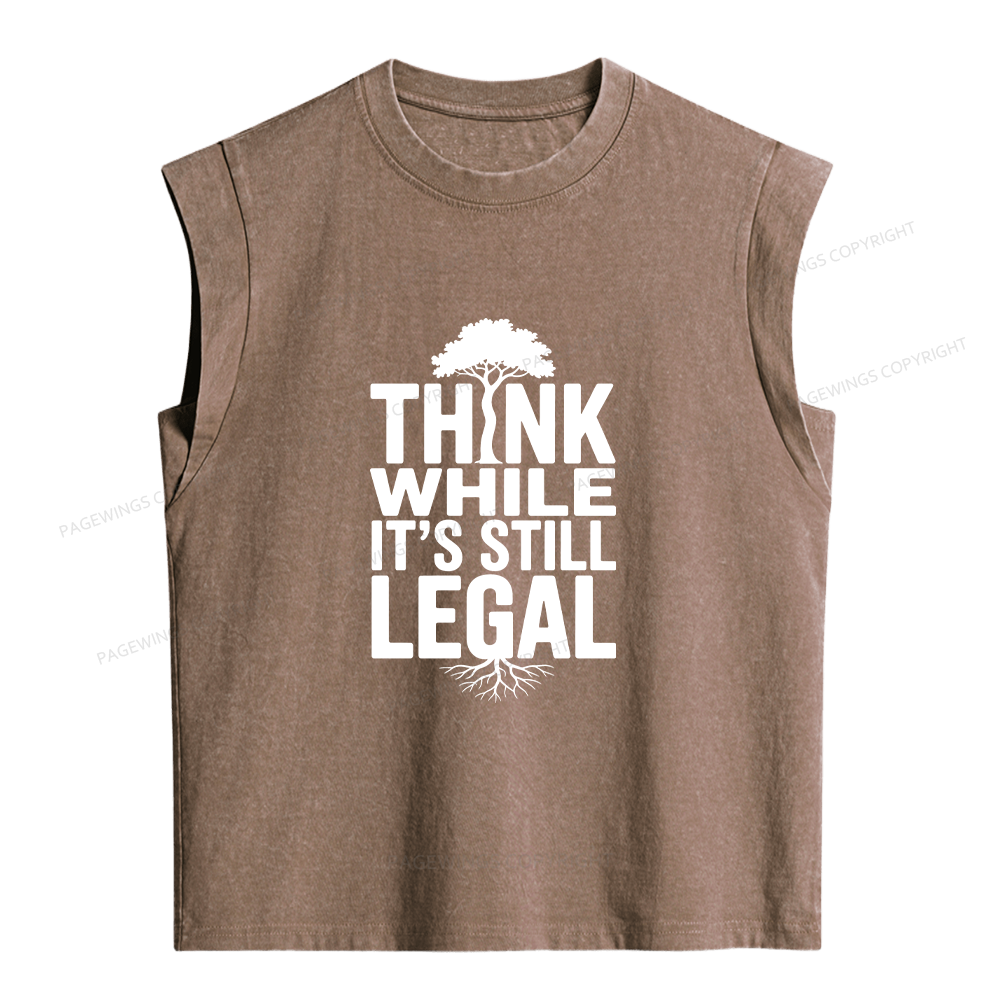 Pagewings Think While It's Still Legal Bookish Women's Washed Tank Top