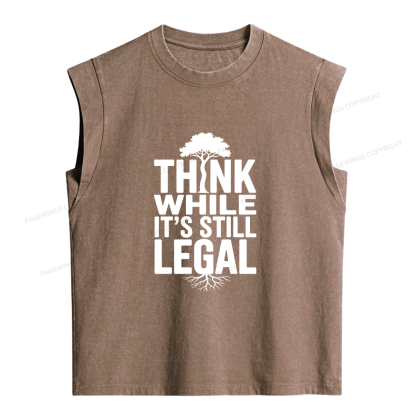Pagewings Think While It's Still Legal Bookish Women's Washed Tank Top