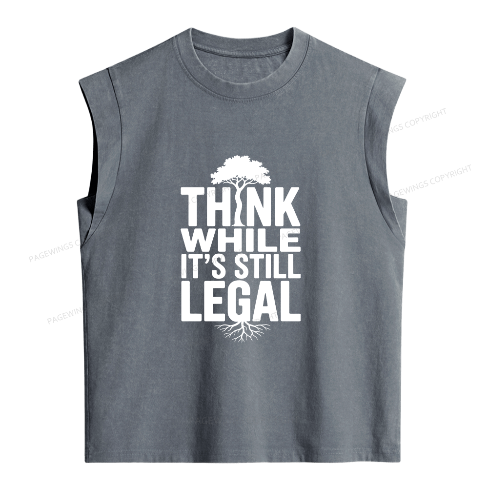 Pagewings Think While It's Still Legal Bookish Women's Washed Tank Top