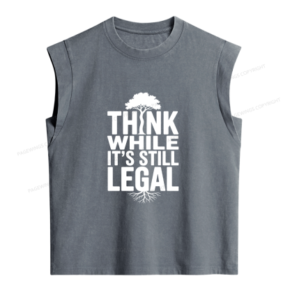 Pagewings Think While It's Still Legal Bookish Women's Washed Tank Top