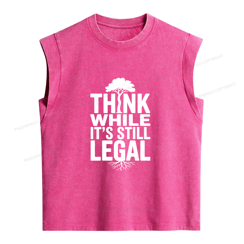 Pagewings Think While It's Still Legal Bookish Women's Washed Tank Top