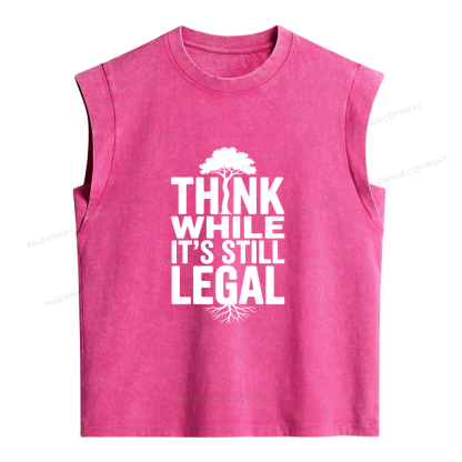 Pagewings Think While It's Still Legal Bookish Women's Washed Tank Top