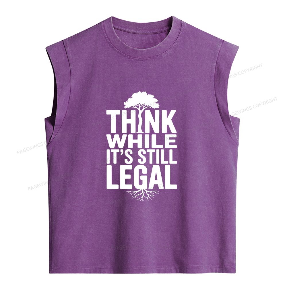 Pagewings Think While It's Still Legal Bookish Women's Washed Tank Top