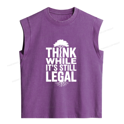 Pagewings Think While It's Still Legal Bookish Women's Washed Tank Top