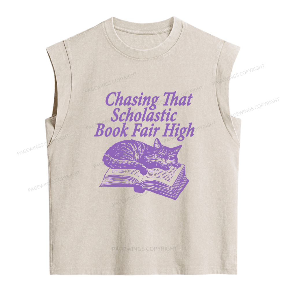 Pagewings Book Fair High Bookish Women's Washed Tank Top