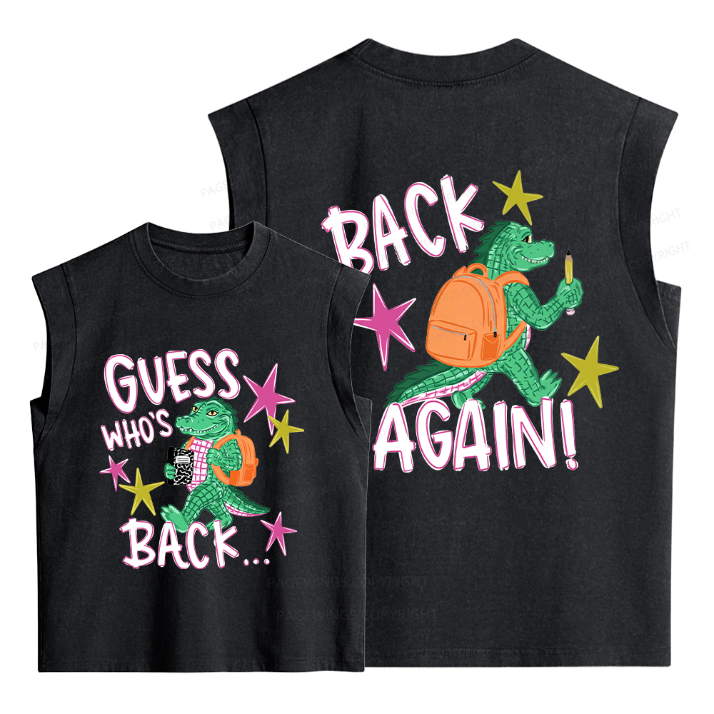 Pagewing Guess Who's Back Teacher Bookish Women's Washed Tank Top