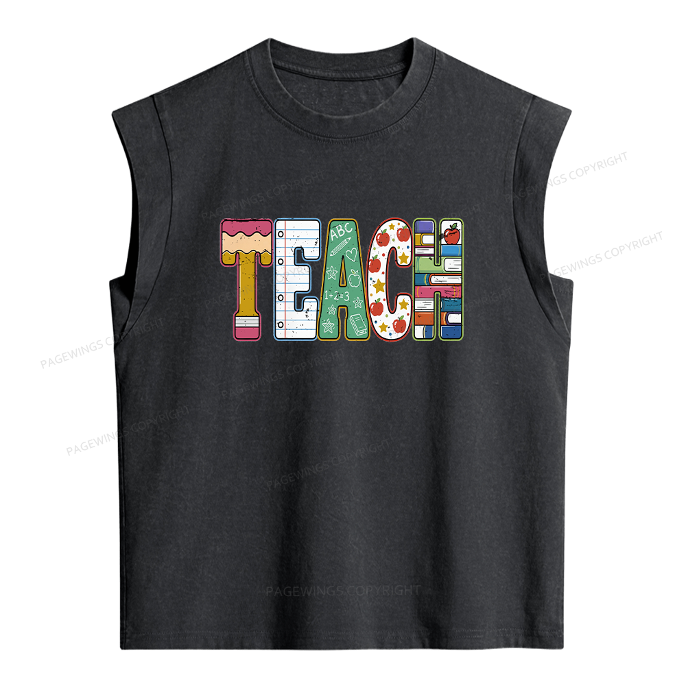 Pagewings Teach Bookish Women's Washed Tank Top
