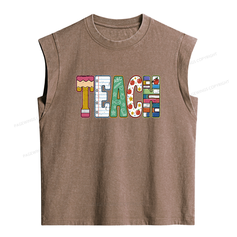 Pagewings Teach Bookish Women's Washed Tank Top