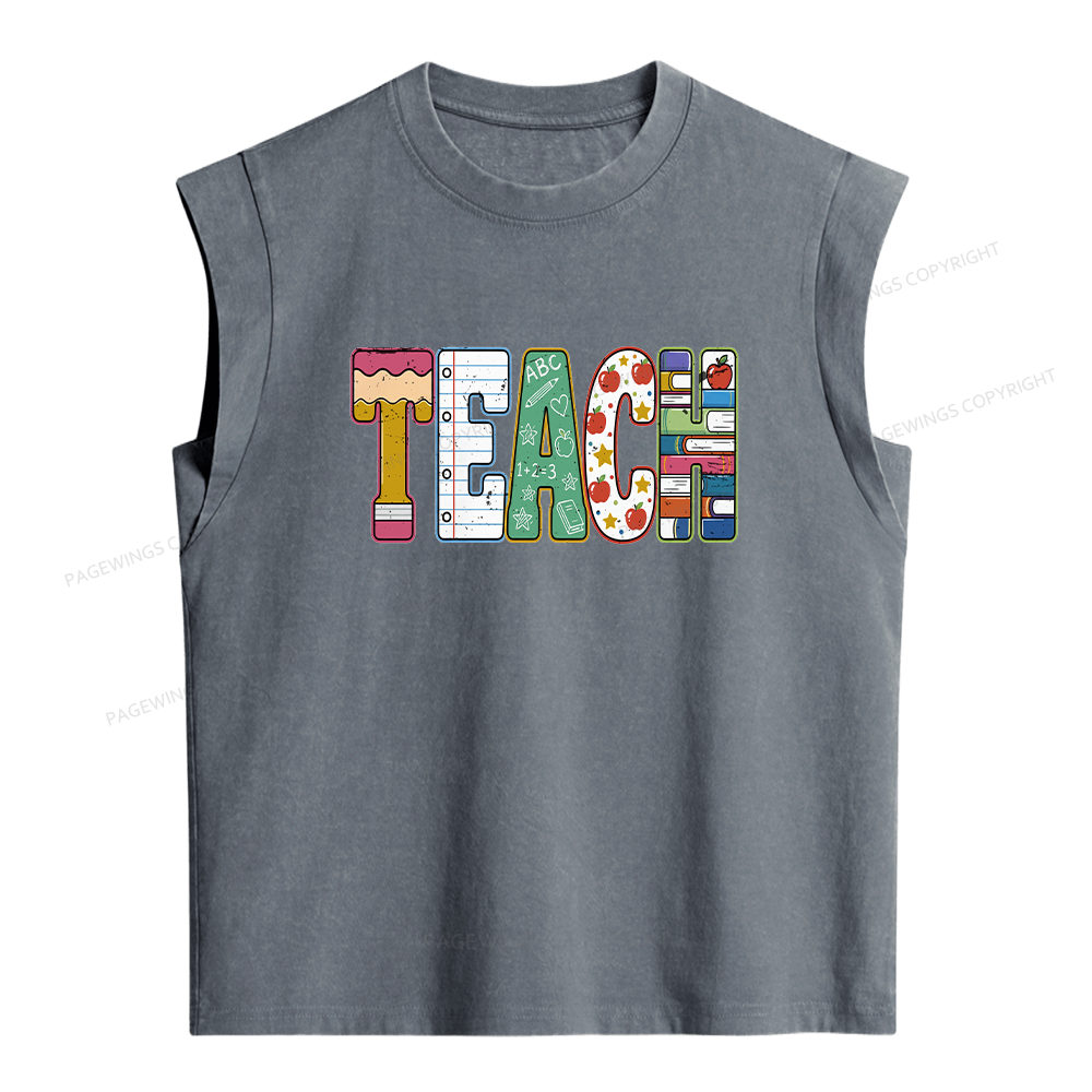 Pagewings Teach Bookish Women's Washed Tank Top