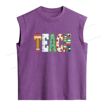 Pagewings Teach Bookish Women's Washed Tank Top